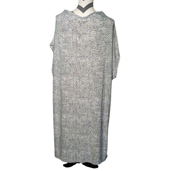 Norma Kamali Black White Abstract Print Dolman Sleeve Cowl Neck Tunic Dress XL - Picture 5 of 5